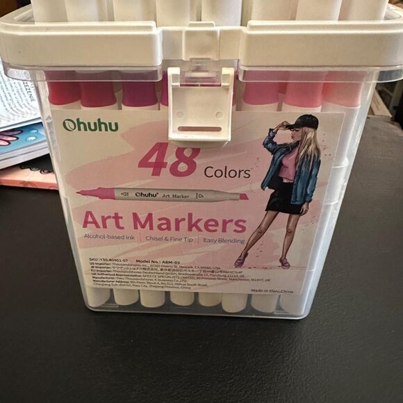 Ohuhu alcohol marker plastic locking storage case holds 48 thin markers w/handle - Picture 7 of 9